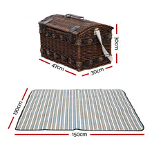 Load image into Gallery viewer, Alfresco 4 Person Picnic Basket Wicker Baskets Outdoor Insulated Gift Blanket
