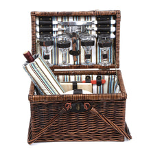 Load image into Gallery viewer, Alfresco 4 Person Picnic Basket Set Deluxe Folding Outdoor Insulated Liquor bag
