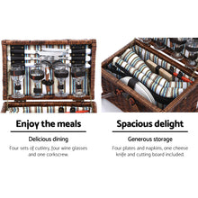 Load image into Gallery viewer, Alfresco 4 Person Picnic Basket Set Deluxe Folding Outdoor Insulated Liquor bag
