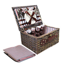 Load image into Gallery viewer, 4 Person Picnic Basket with Deluxe Outdoor Corporate Gift Blanket
