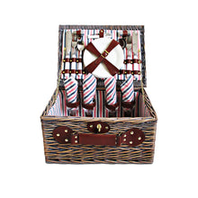 Load image into Gallery viewer, 4 Person Picnic Basket with Deluxe Outdoor Corporate Gift Blanket
