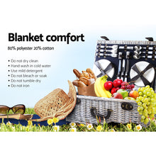 Load image into Gallery viewer, Alfresco 6 Person Picnic Basket Set Cooler Bag Wicker PU Fastening Straps Plates
