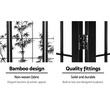 Load image into Gallery viewer, 4 Panel Pine Wood Stand Shoji Bamboo Black White Room Divider Privacy Screen
