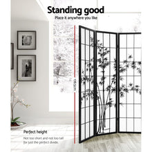 Load image into Gallery viewer, 4 Panel Pine Wood Stand Shoji Bamboo Black White Room Divider Privacy Screen
