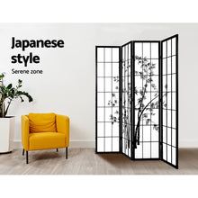 Load image into Gallery viewer, 4 Panel Pine Wood Stand Shoji Bamboo Black White Room Divider Privacy Screen
