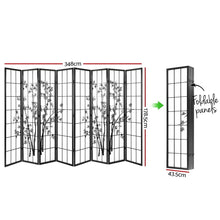Load image into Gallery viewer, 8 Panel Room Divider Privacy Screen Pine Wood Stand Shoji Bamboo Black White
