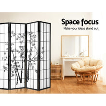 Load image into Gallery viewer, 8 Panel Room Divider Privacy Screen Pine Wood Stand Shoji Bamboo Black White
