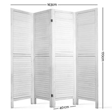 Load image into Gallery viewer, 4 Panel Foldable Wooden Room Divider - White

