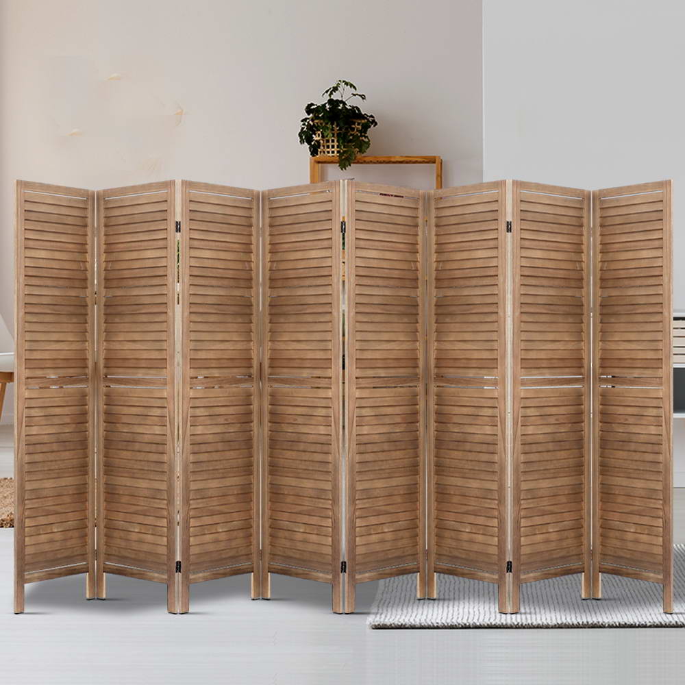 8 Panel Timber Brown Room Divider