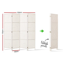 Load image into Gallery viewer, Artiss 4 Panel Room Divider Screen Privacy Timber Foldable Dividers Stand White
