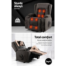 Load image into Gallery viewer, Artiss Electric Recliner Chair Lift Heated Massage Chairs Fabric Lounge Sofa
