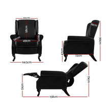 Load image into Gallery viewer, Artiss Recliner Chair Luxury Lounge Armchair Single Sofa Couch PU Leather Black
