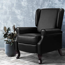 Load image into Gallery viewer, Artiss Recliner Chair Luxury Lounge Armchair Single Sofa Couch PU Leather Black
