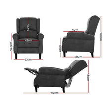 Load image into Gallery viewer, Artiss Recliner Chair Adjustable Sofa Lounge Soft Suede Armchair Couch Charcoal
