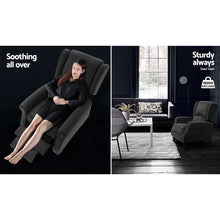 Load image into Gallery viewer, Artiss Recliner Chair Adjustable Sofa Lounge Soft Suede Armchair Couch Charcoal
