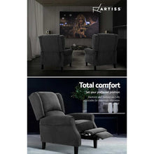 Load image into Gallery viewer, Artiss Recliner Chair Adjustable Sofa Lounge Soft Suede Armchair Couch Charcoal
