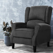 Load image into Gallery viewer, Artiss Recliner Chair Adjustable Sofa Lounge Soft Suede Armchair Couch Charcoal

