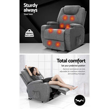 Load image into Gallery viewer, Artiss Electric Massage Chair Recliner Sofa Lift Motor Armchair Heating Fabric
