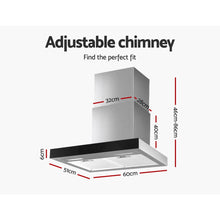 Load image into Gallery viewer, Devanti Rangehood 600mm Range Hood 60cm Stainless Steel Glass Kitchen Canopy
