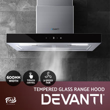Load image into Gallery viewer, Devanti Rangehood 600mm Range Hood 60cm Stainless Steel Glass Kitchen Canopy
