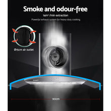 Load image into Gallery viewer, Devanti Range Hood 900mm Rangehood Kitchen Stainless Glass Canopy 90cm
