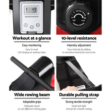 Load image into Gallery viewer, Everfit Rowing Machine Rower Magnetic Resistance Exercise Gym Home Cardio Red
