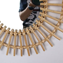 Load image into Gallery viewer, Rattan Art Deco Round Mirror
