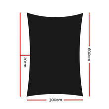 Load image into Gallery viewer, Instahut Shade Sail 3x6m Rectangle 280GSM 98% Black Shade Cloth
