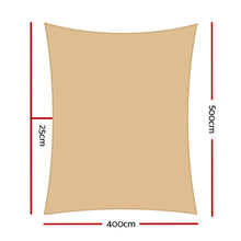 Load image into Gallery viewer, Instahut Shade Sail 4x5m Rectangle 280GSM 98% Sand Shade Cloth
