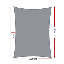 Load image into Gallery viewer, Instahut Shade Sail 4x6m Rectangle 280GSM 98% Grey Shade Cloth
