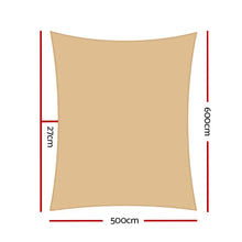 Load image into Gallery viewer, Instahut Shade Sail 5x6m Rectangle 280GSM 98% Sand Shade Cloth
