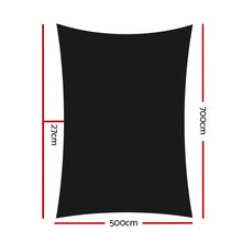Load image into Gallery viewer, Instahut Shade Sail 5x7m Rectangle 280GSM 98% Black Shade Cloth

