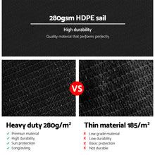 Load image into Gallery viewer, Instahut Shade Sail 5x7m Rectangle 280GSM 98% Black Shade Cloth
