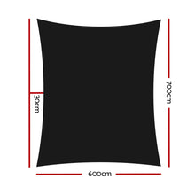 Load image into Gallery viewer, Instahut Shade Sail 6x7m Rectangle 280GSM 98% Black Shade Cloth
