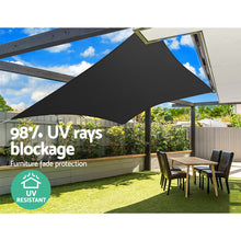 Load image into Gallery viewer, Instahut Shade Sail 6x7m Rectangle 280GSM 98% Black Shade Cloth
