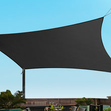 Load image into Gallery viewer, Instahut Shade Sail 6x8m Rectangle 280GSM 98% Black Shade Cloth
