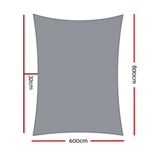 Load image into Gallery viewer, Instahut Shade Sail 6x8m Rectangle 280GSM 98% Grey Shade Cloth
