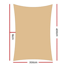 Load image into Gallery viewer, Instahut Waterproof Shade Sail 2x4m Rectangle Sand 95% Shade Cloth

