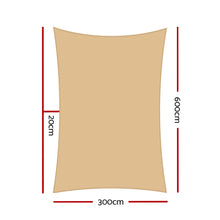 Load image into Gallery viewer, Instahut Waterproof Shade Sail 3x6m Rectangle Sand 95% Shade Cloth
