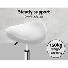 Load image into Gallery viewer, Artiss 2X Saddle Salon Stool Swivel Barber Hair Dress Chair Hydraulic Lift White
