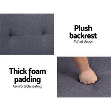 Load image into Gallery viewer, Artiss Linen Fabric 3 Seater Sofa Bed Recliner Lounge Couch Cup Holder Futon Dark Grey
