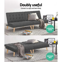 Load image into Gallery viewer, Artiss Linen Sofa Bed Lounge Chair Single Seater Modular Bed Set
