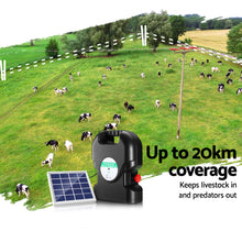 Load image into Gallery viewer, Giantz Fence Energiser 20KM Solar Powered 1.2J Electric
