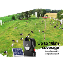 Load image into Gallery viewer, Giantz Fence Energiser 15KM Solar Powered 0.8J Electric
