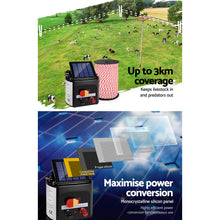Load image into Gallery viewer, Giantz Fence Energiser 3KM Solar Powered Electric 500M Poly Rope
