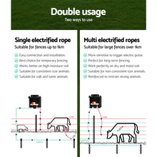 Load image into Gallery viewer, Giantz Fence Energiser 3KM Solar Powered Electric 500M Poly Rope
