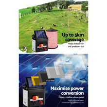 Load image into Gallery viewer, Giantz Fence Energiser 5KM Solar Powered Electric 500M Poly Rope

