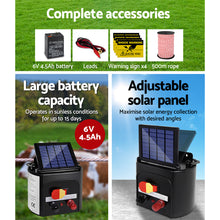 Load image into Gallery viewer, Giantz Fence Energiser 5KM Solar Powered Electric 500M Poly Rope
