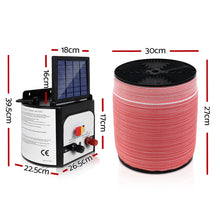 Load image into Gallery viewer, Giantz Fence Energiser 8KM Solar Powered Electric 1200M Poly Tape
