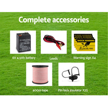 Load image into Gallery viewer, Giantz Fence Energiser 5KM Solar Powered Electric 400M Poly Tape Insulator
